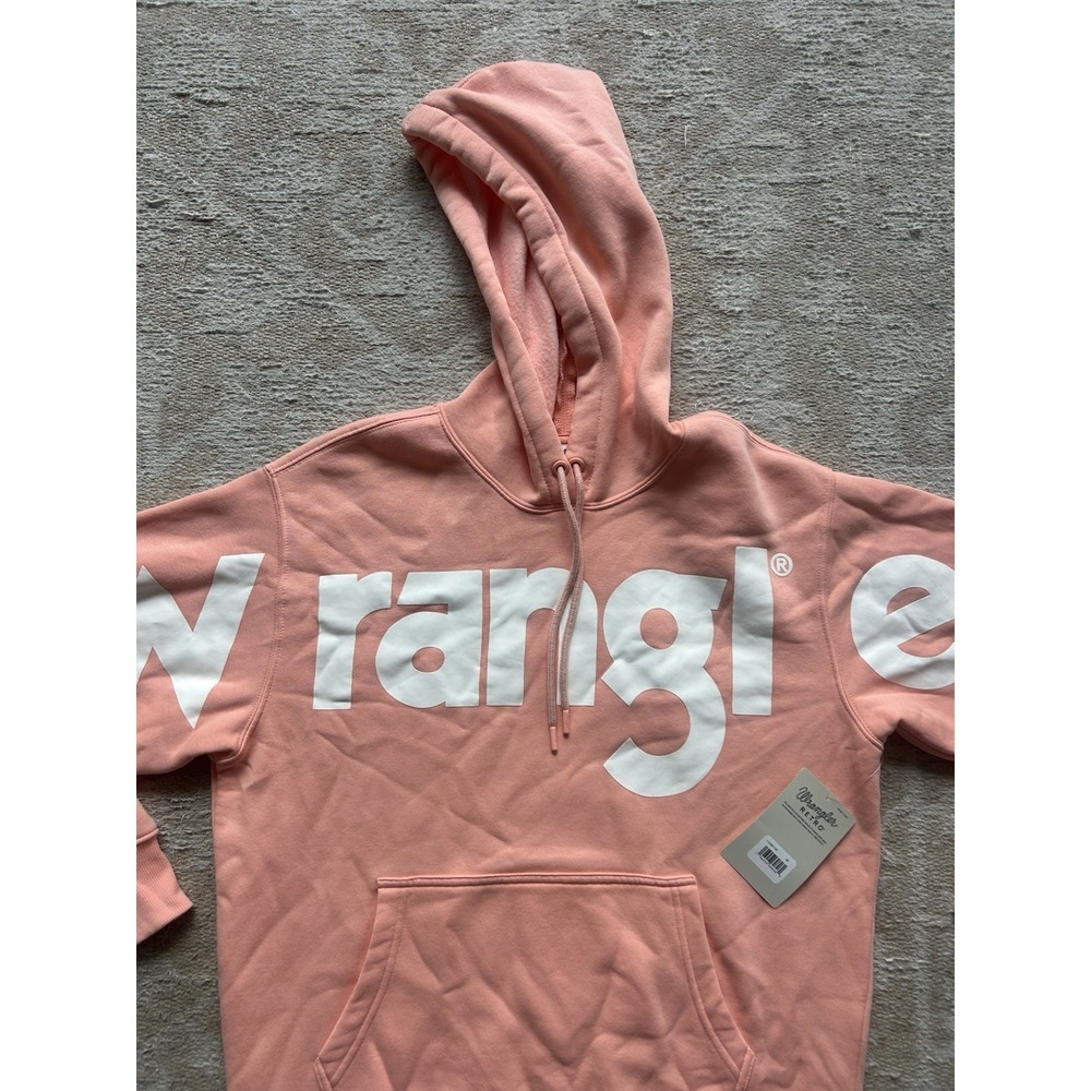 Wrangler Retro Hoodie Pink Orange Graphic Logo Print Western Women's Medium NWT - Picture 2 of 8